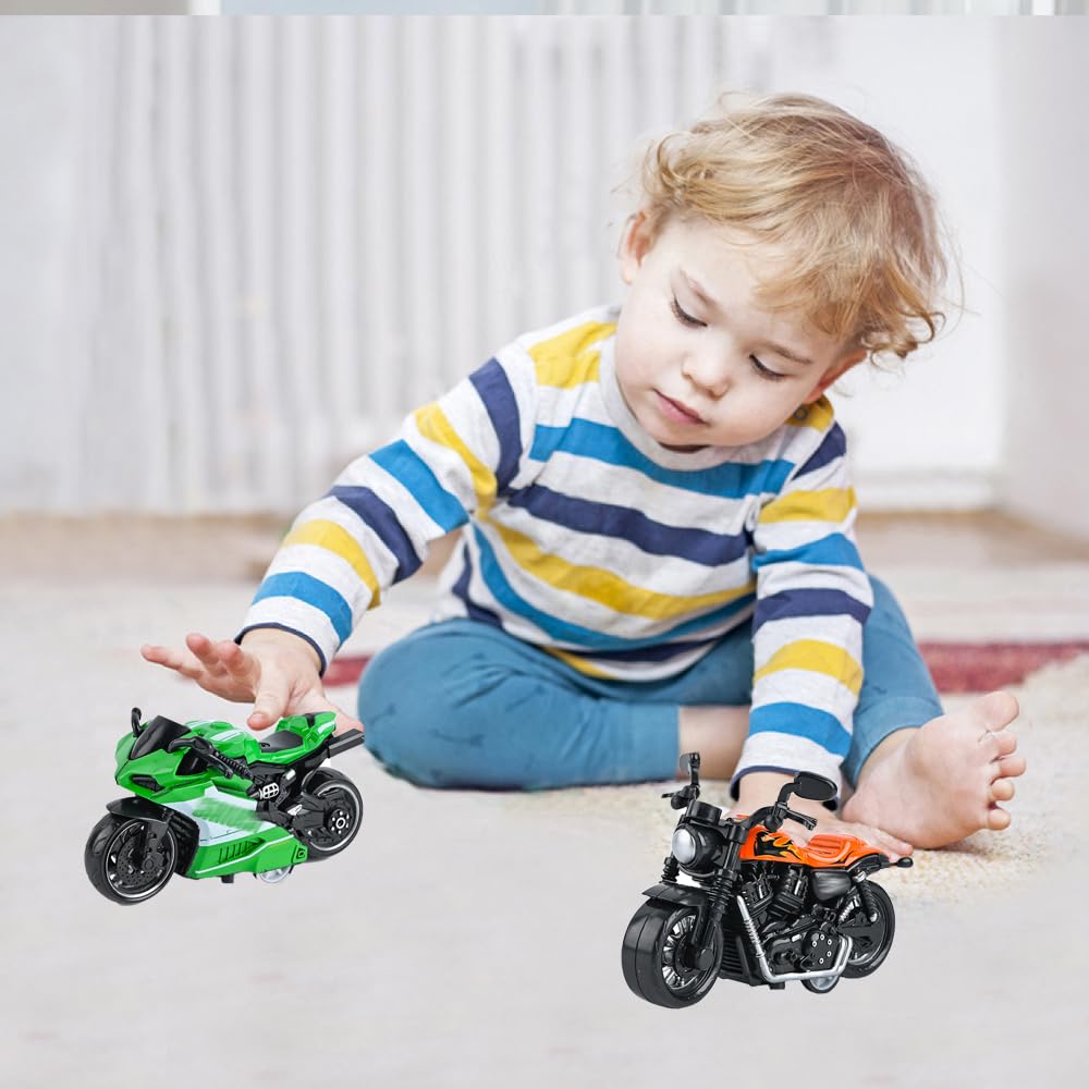 2 Pièces Moto Jouet Alliage - Mini Tirelire pour Enfants - Jeux Éducatifs - Cadeau Anniversaire (Violet & Bleu) - Style 1 - Style 12 - Jeux - Jouets