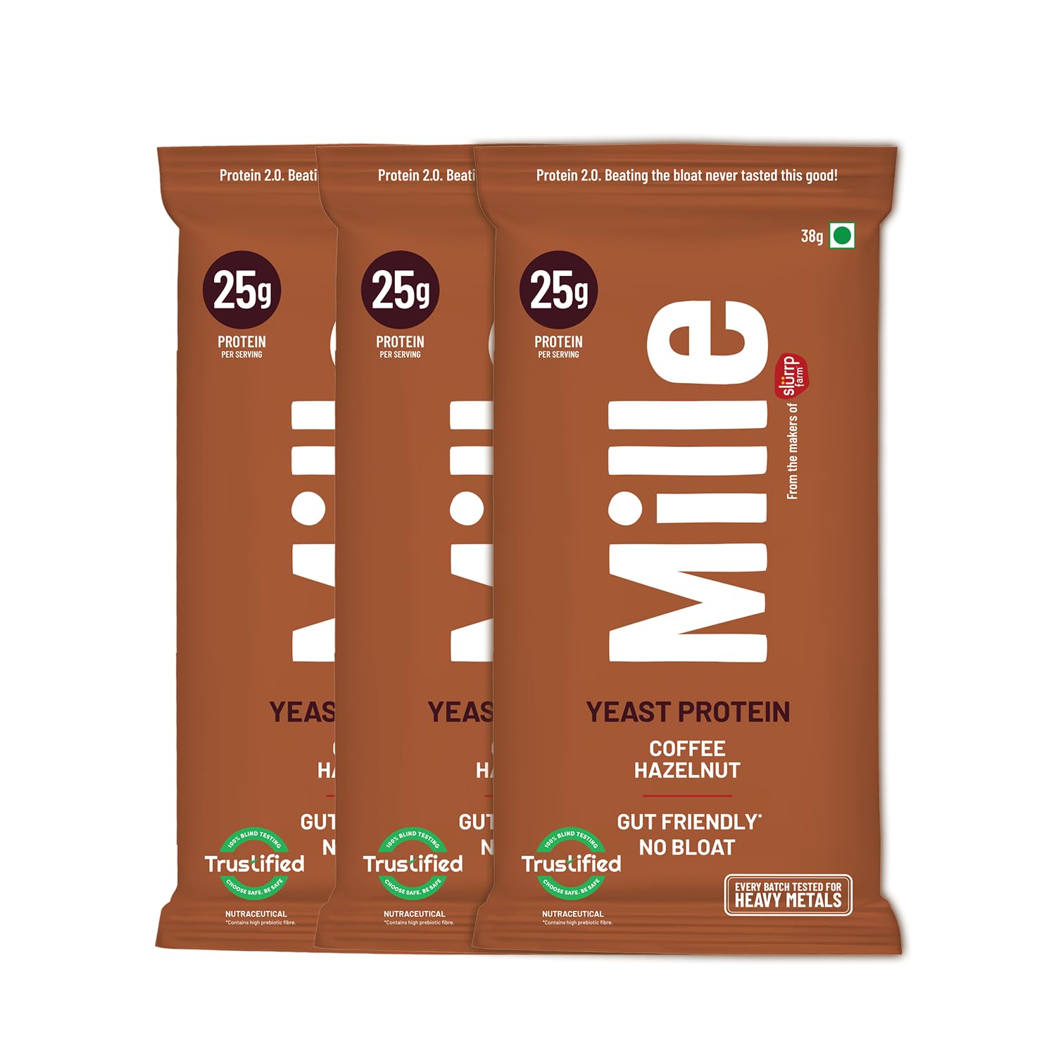Mille Plant Protein | 25g Protein/Scoop - Coffee Hazelnut | Made with Fermented Yeast Protein | No Bloat Vegan No Added Sugar | Has All 9 Essential Amino Acids | No Adulteration | 38g Trial Pack — Amazon image 10