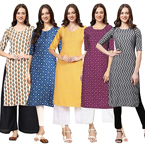 Image of Pinkmint Women's Crepe Digital Print Straight Kurta