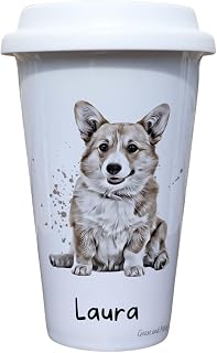 Corgi Dog Travel Mug Personalised - Gift for Dog Owners & Lover - Personalised Dog Thermal Ceramic Insulated Travel Mug