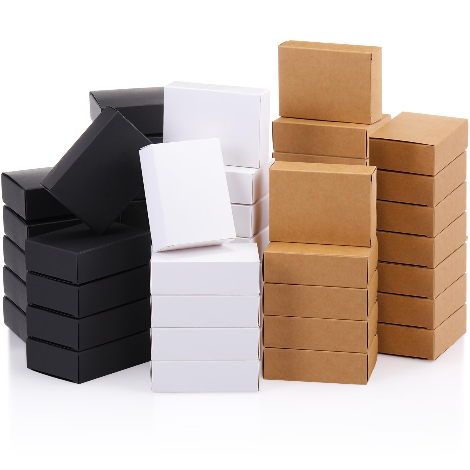 Gersoniel 100 Pcs Kraft Soap Boxes Packaging for Homemade Soap Making Supplies for Party Favor Treats Wrapping Packaging, 3.8 x 2.8 x 1.2 Inch(Brown,