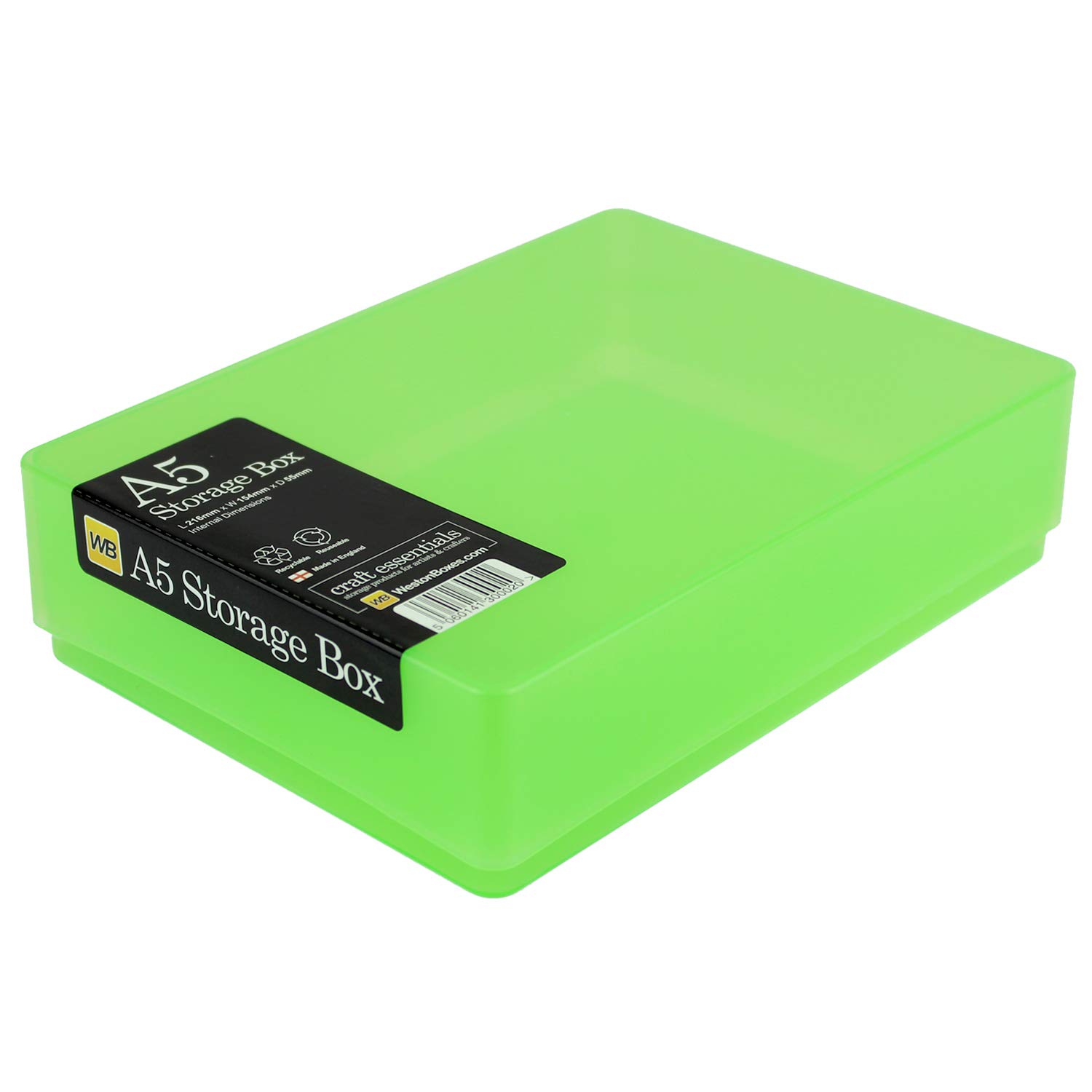 Westonboxes Green A5 Plastic Craft Storage Boxes With Lids For Art Supplies, Paper And Card - 1.8 Litre Volume (, Pack Of 10)