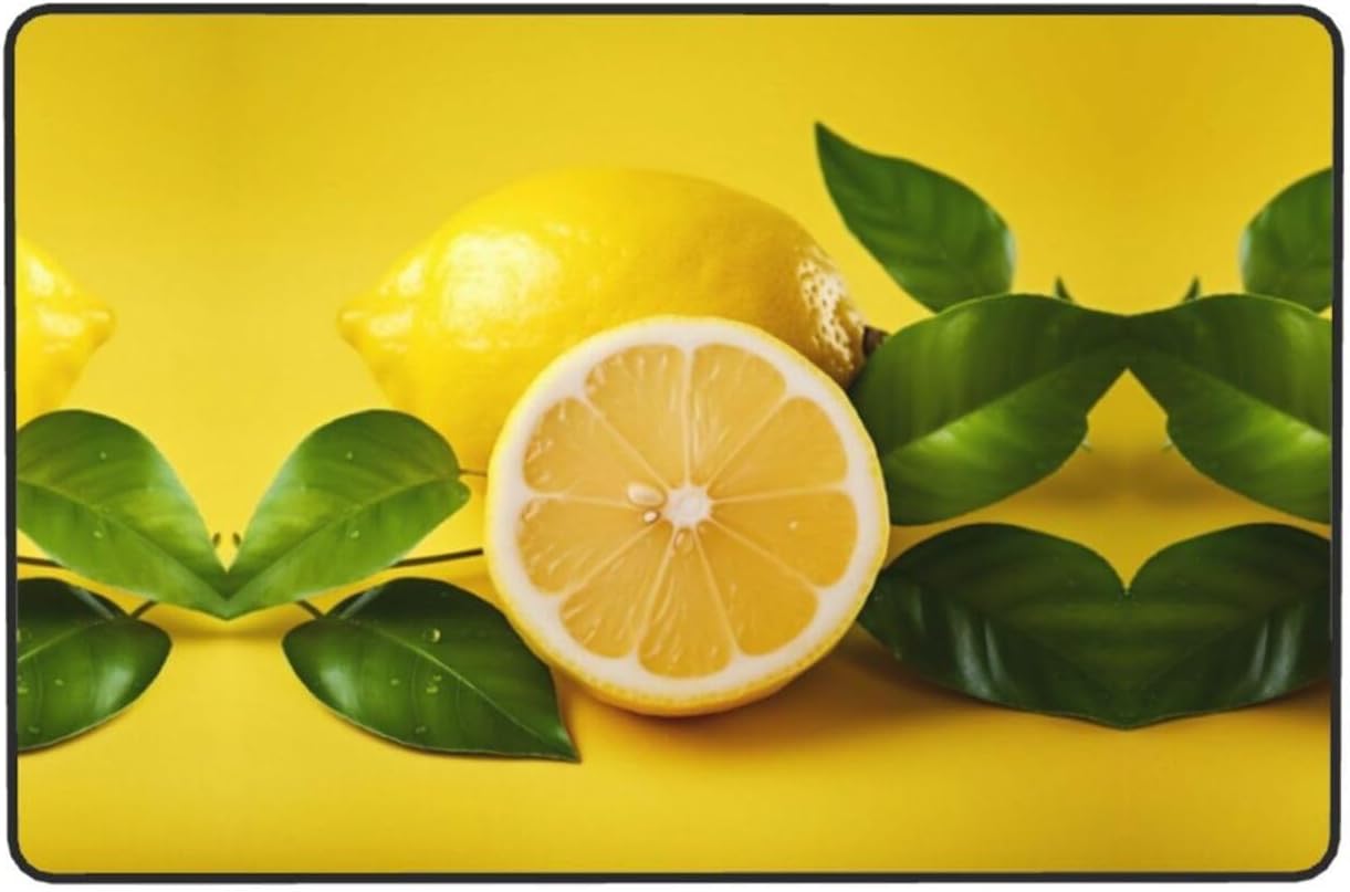 KIROJA Yellow Lemon Area Carpet,Soft Rug Mat Cozy Short Pile Bath Carpet for Living Room,Bedroom,Office Decor Carpet