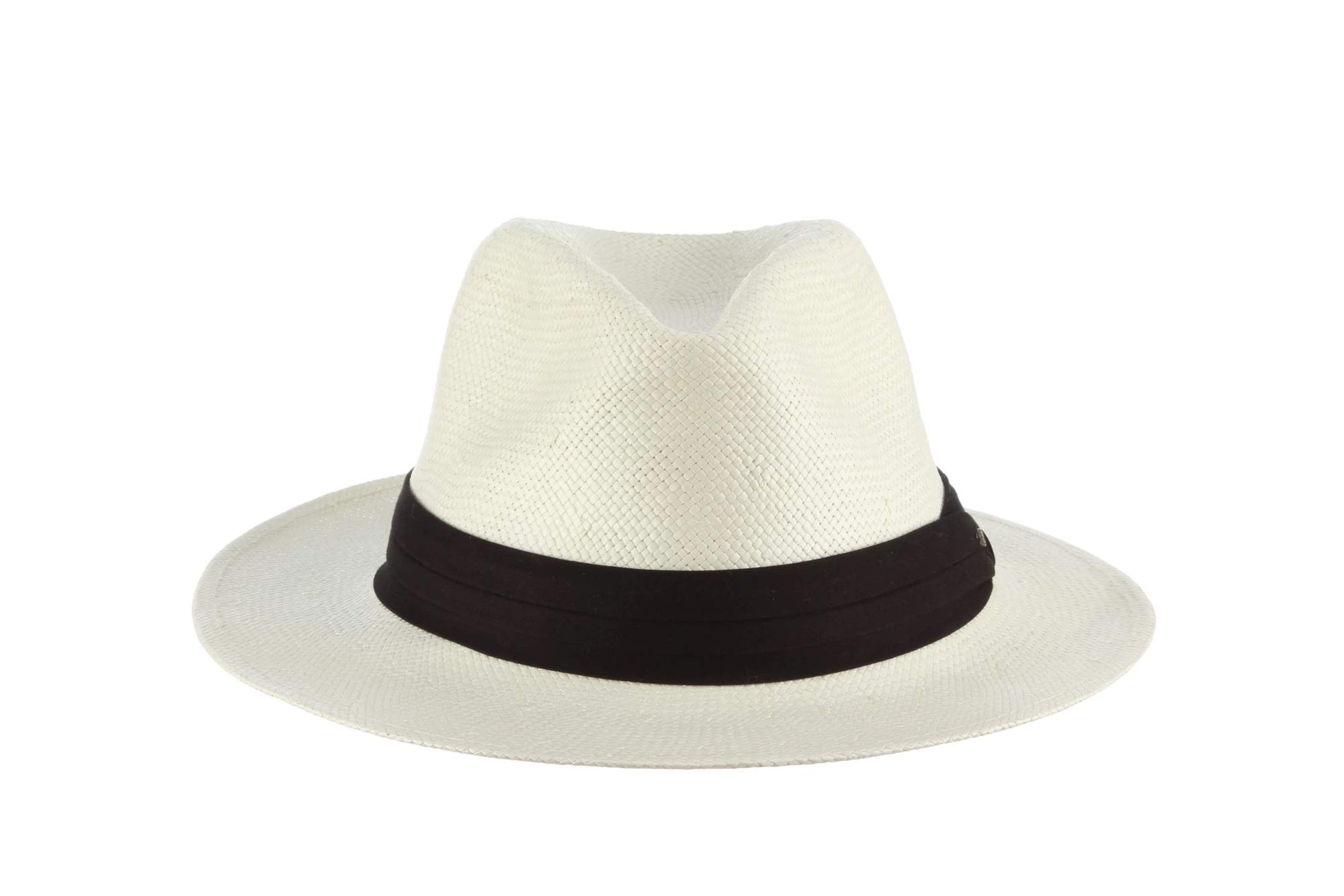 Scala Men's Toyo Safari Hat with Black Trim, Natural, Small/Medium