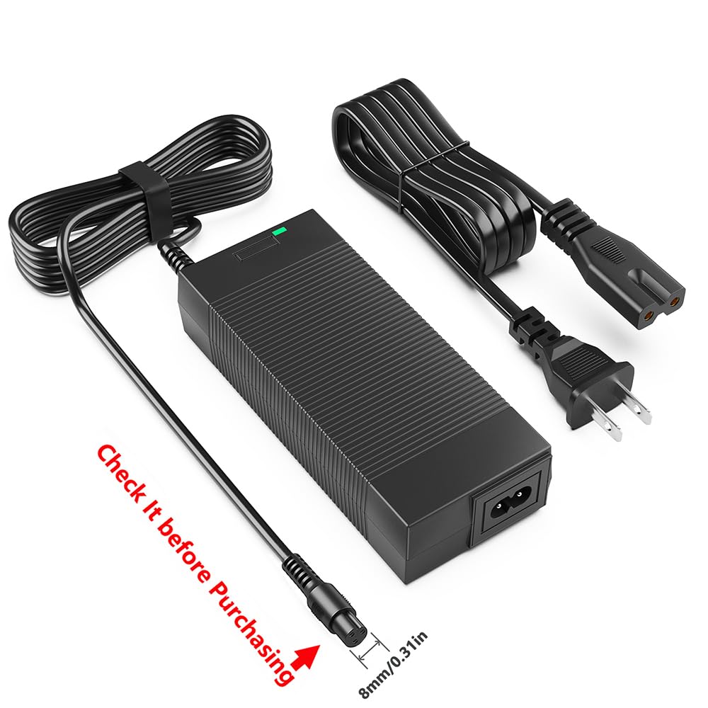Qoovi 42V 2A Power Adapter with PowerFast 3-Prong Inline Connecter for 36V Sports Mod,Pocket Mod,and Dirt Quad Lithium Battery,Universal Electric Scooter Power Supply