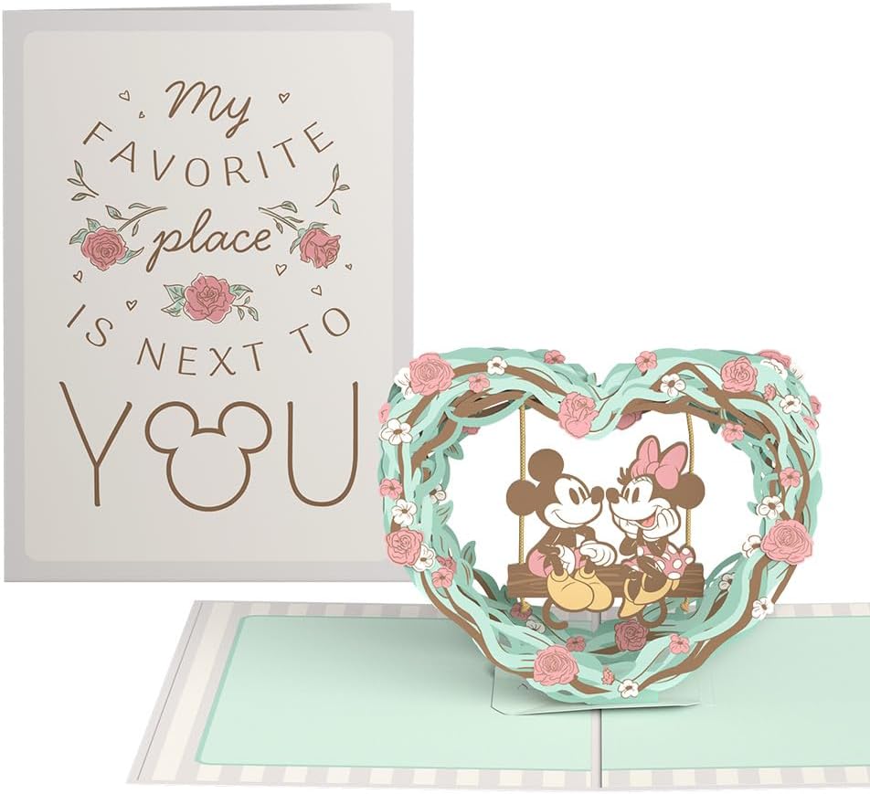 Lovepop Valentine's Day Disney's Mickey & Minnie Mouse Pop-Up Card for Her and Him - 3D Greeting Cards for Men, Women - My Favorite Place Is Next to You - 5" x 7" Card - Blank Notecard & Envelope Included