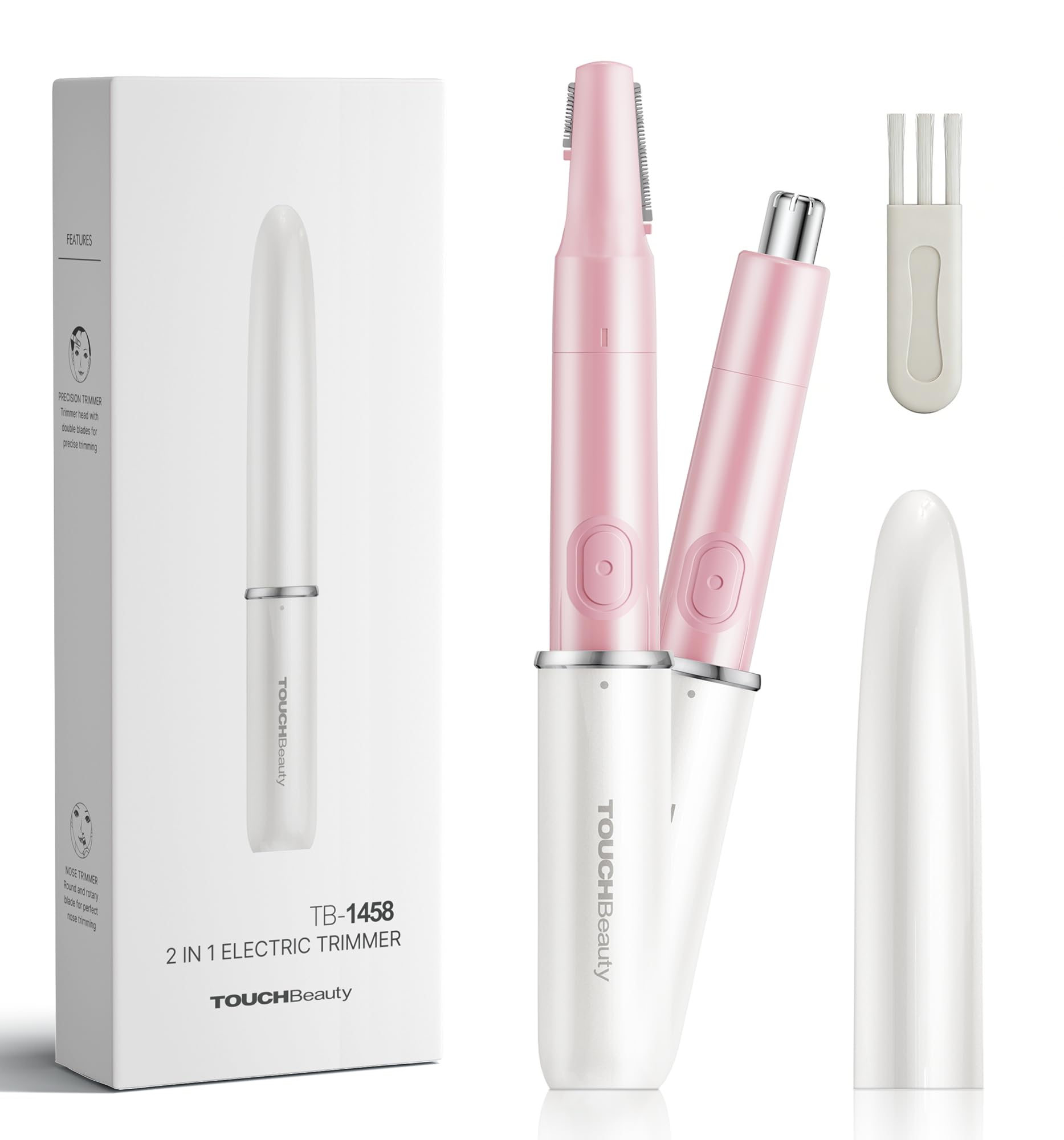 TOUCHBeauty Tondeuse Electrique Pour Sourcils, Oreilles et Nez, Tondeuse 2 en 1 pour Femmes et Hommes, Couper sans Douleur les Poils du Visage AG-1458