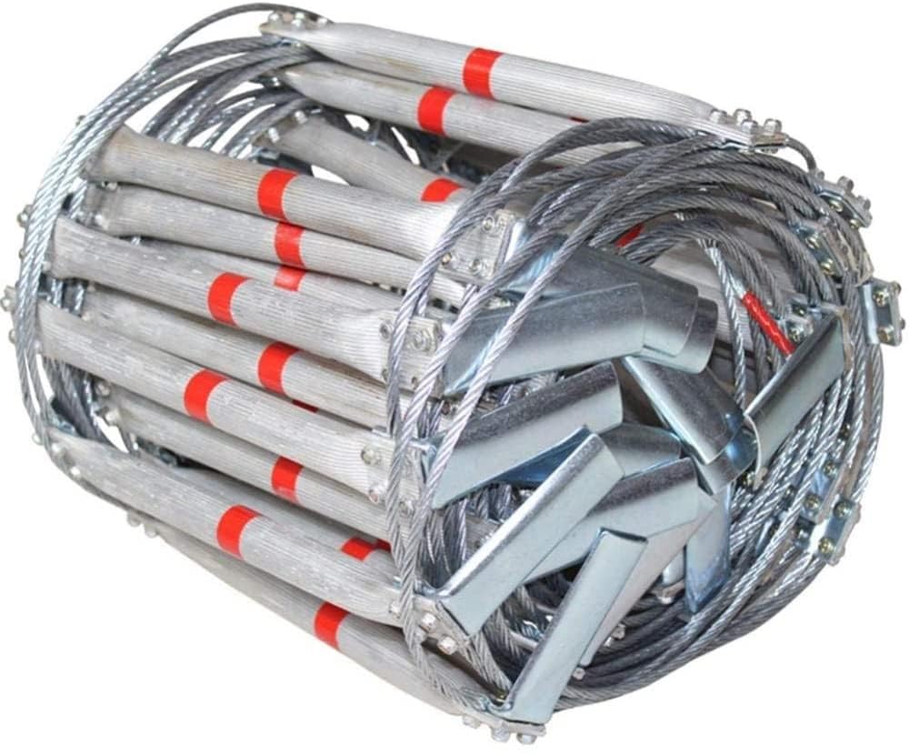 Escalera de Cuerda de Escape de Emergencia para Rescate en Incendios, Escalera de Cuerda de Seguridad de aleación de Aluminio y Acero con Gancho de Anillo de Alambre, Capacidad de Carga de 5