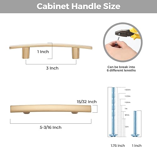 Miniatura 10 de Paquete de 30 manijas de gabinete de 3 pulgadas entre agujeros - Tiradores curvos de gabinete de níquel cepillado para gabinetes de cocina,