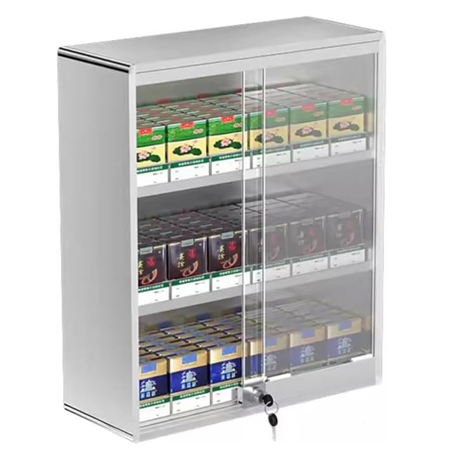 Generico Espositore per Sigarette a Parete, in Lega di Alluminio a 3 Livelli con Sistema di Spinta Automatica, Organizer per Punti Vendita a 6 colonne per un'efficiente Esposizione della Merce.