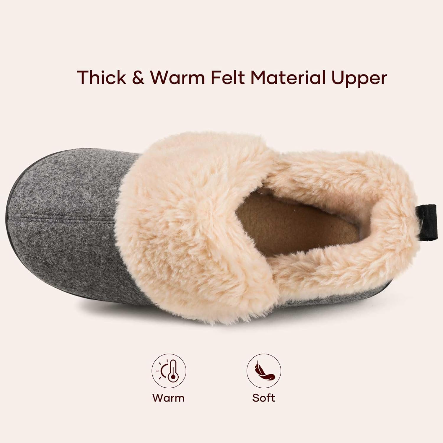 ULTRAIDEAS Women's Memory Foam House Shoes with Fuzzy Collar, Fur Lined Warm Bootie Slippers with Non Slip Sole for Indoor - Image 3