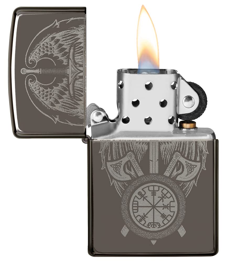 Zippo Briquet Tempête - Wings & Sword Model - Finition Black Ice avec Image Photo - Rechargeable - Réutilisable - Design Coupe-Vent - Coffret Cadeau Fabriqué aux États-Unis