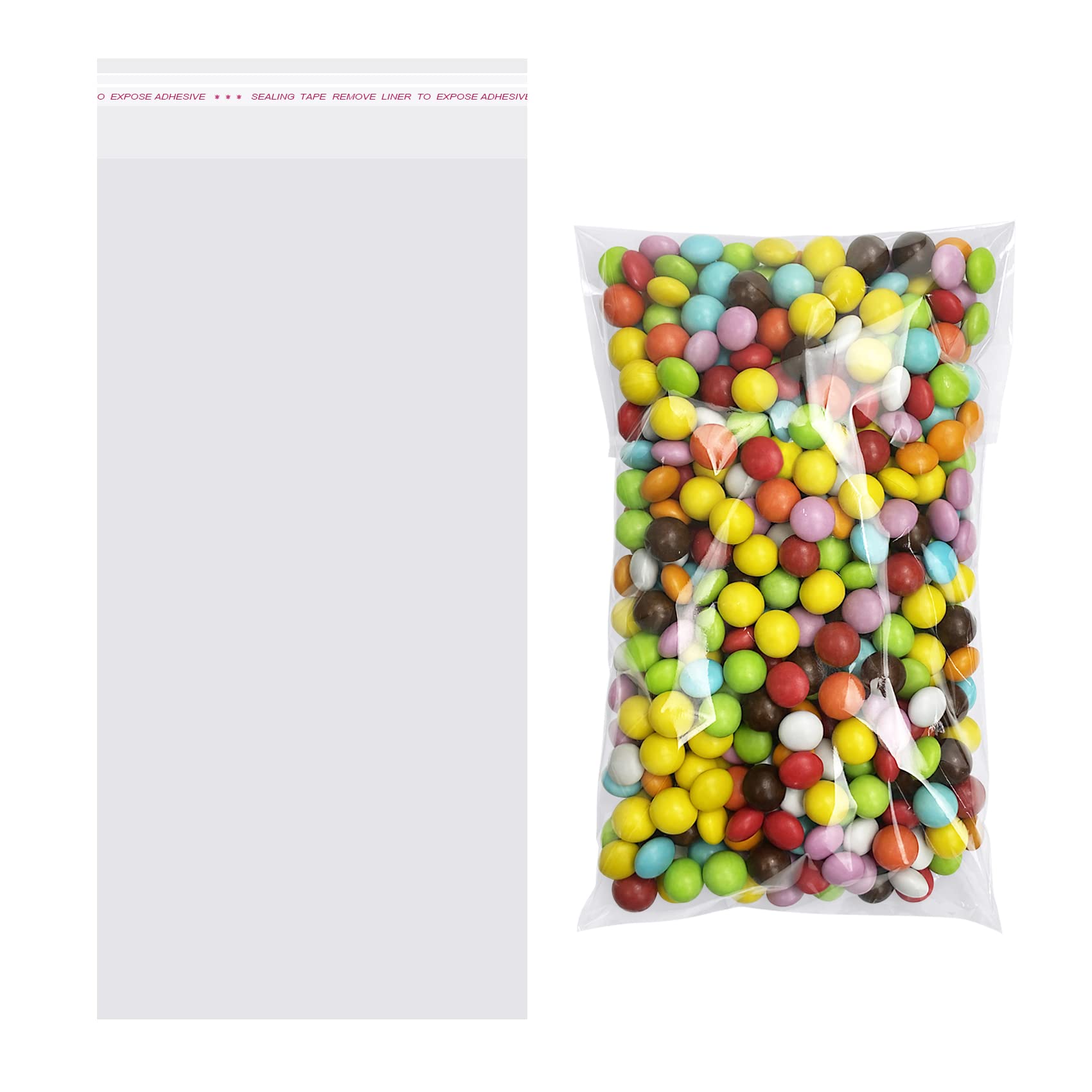 MorepackSelf Sealing Cellophane Bags Self Adhesive,5x10 Inches Clear Resealable Cellophane Bags 200Pieces