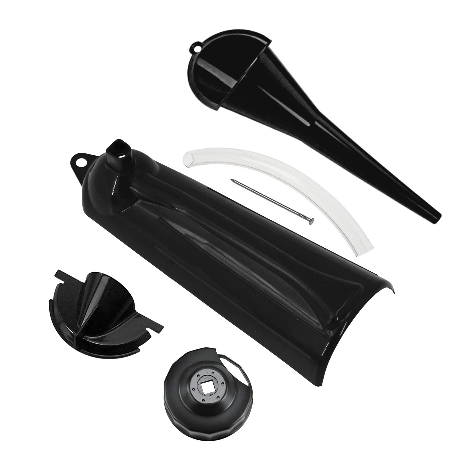 Chiave per filtro olio per motociclo Imbuto di scarico Primario Carter Case Oil Fill Change Kit Imbuto Drip Free Fit per Harley Sportster XL883 Breakout FXSB Touring Softail Dyna 4Pcs Nero