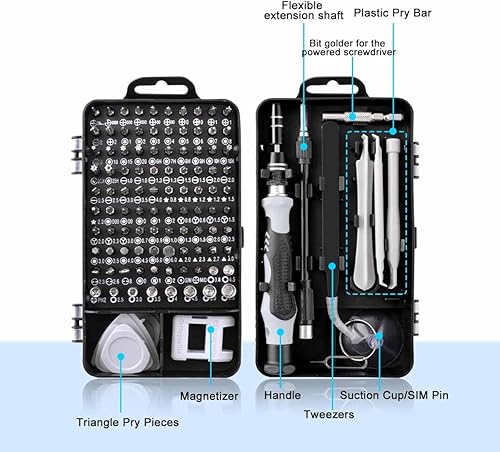 Miniatura 6 de EFAITHFIX Juego de destornilladores de precisión, kit profesional de herramientas de reparación magnética 115 en 1 para computadora, teléfono móvil,