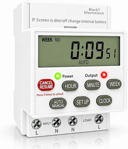 BlackT Electrotech BT41D5 Digital Timer Switch 30A, 230V | Programmable Timer with 24 ON/Off Programs, Cyclic &amp; Manual Sta...