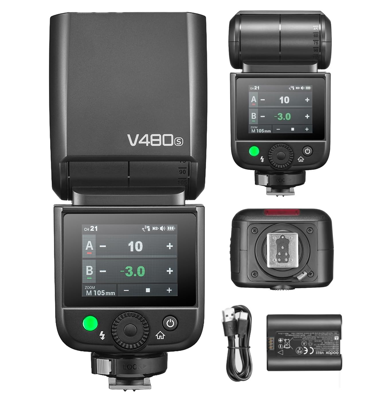 Godox V480 S Flash pour Appareils Photo Sony,V480S TTL Flash avec Diffuseur | Écran Tactile,GN50 1/8000 HSS 7.2V/2200mAh Batterie,V480-S Speedlite Compatible avec Sony Alpha A9 III a7IV a6700 ZV-E10