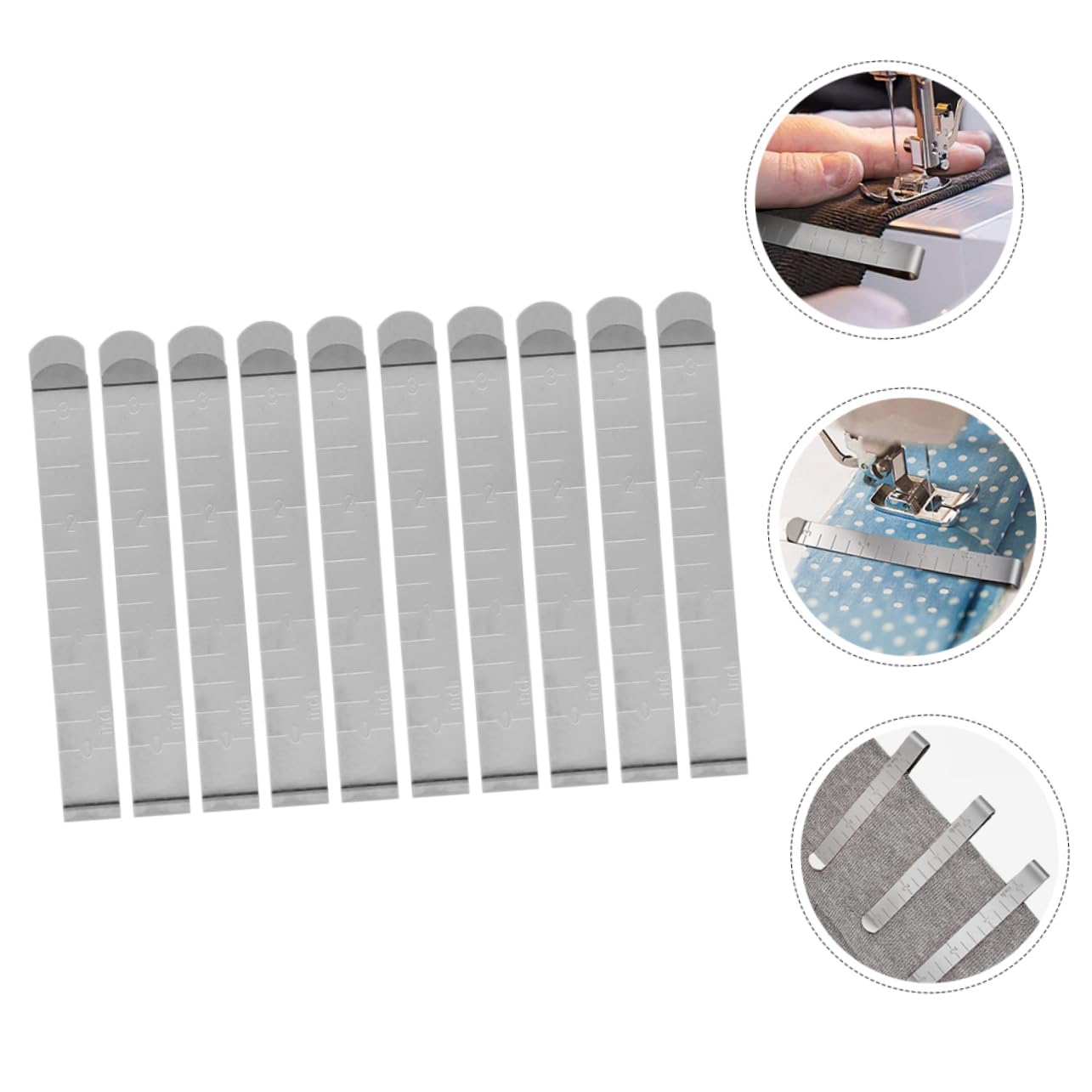 SEWACC Sewing Clips Set 20pcs Stainless Steel Fabric Clips for Hemming Knitting Clamp Measuring Ruler Craft