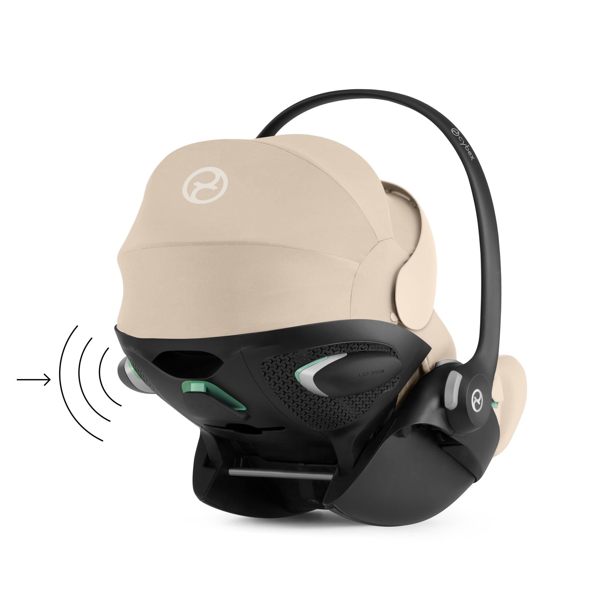 CYBEX Gold Fotelik dziecięcy Cloud G3 Plus, Od urodzenia do 24 miesięcy, Dla dzieci od 40 cm do 87 cm, Maks. 13 kg, Funkcja obrotu o 180°, Siateczkowa tkanina, Z wkładką dla noworodka, Almond Beige