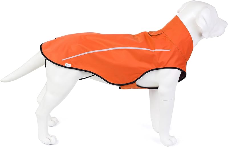 Mile High Life Chubasquero para perros, campera impermeable reflectante ajustable para perros pequeños, medianos y grandes, ligero y transpirable para mascotas con agujero para correa (naranja, M pecho 26-32 pulgadas)