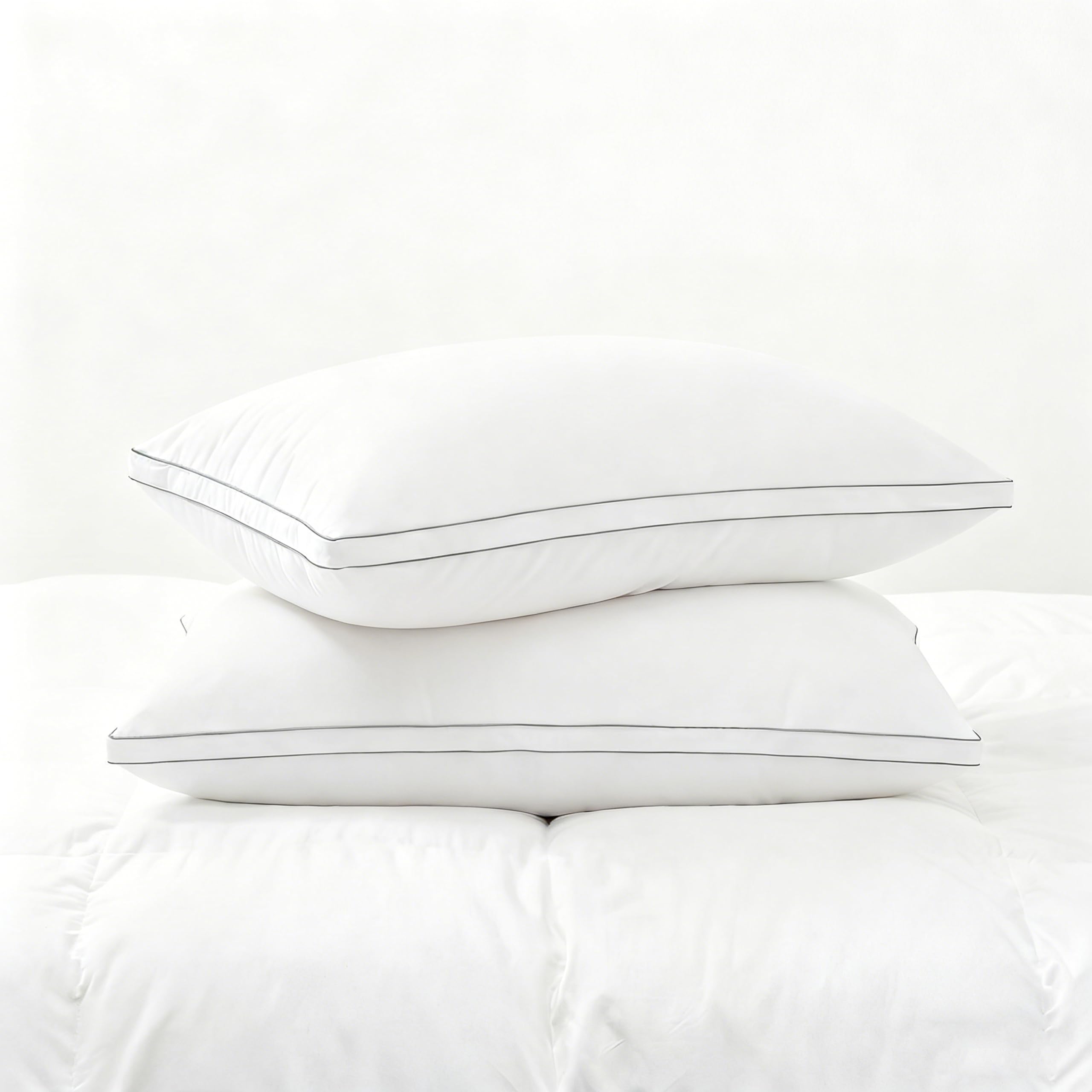 Feather Pillows King Size Set of 2 Goose Down Pillows with 100 Breathable Cotton Cover Hotel Collection Bed