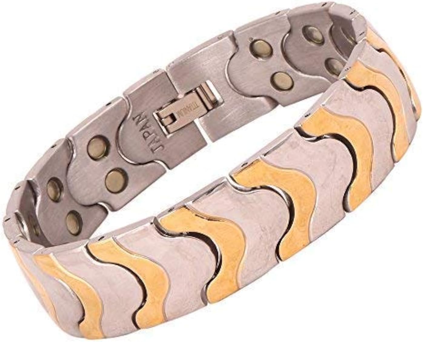 AMAZHEAL Bio Magnetic Latest Therapy Double Ton Titanium Metal Bracelet For Men & Women (TBQ162)