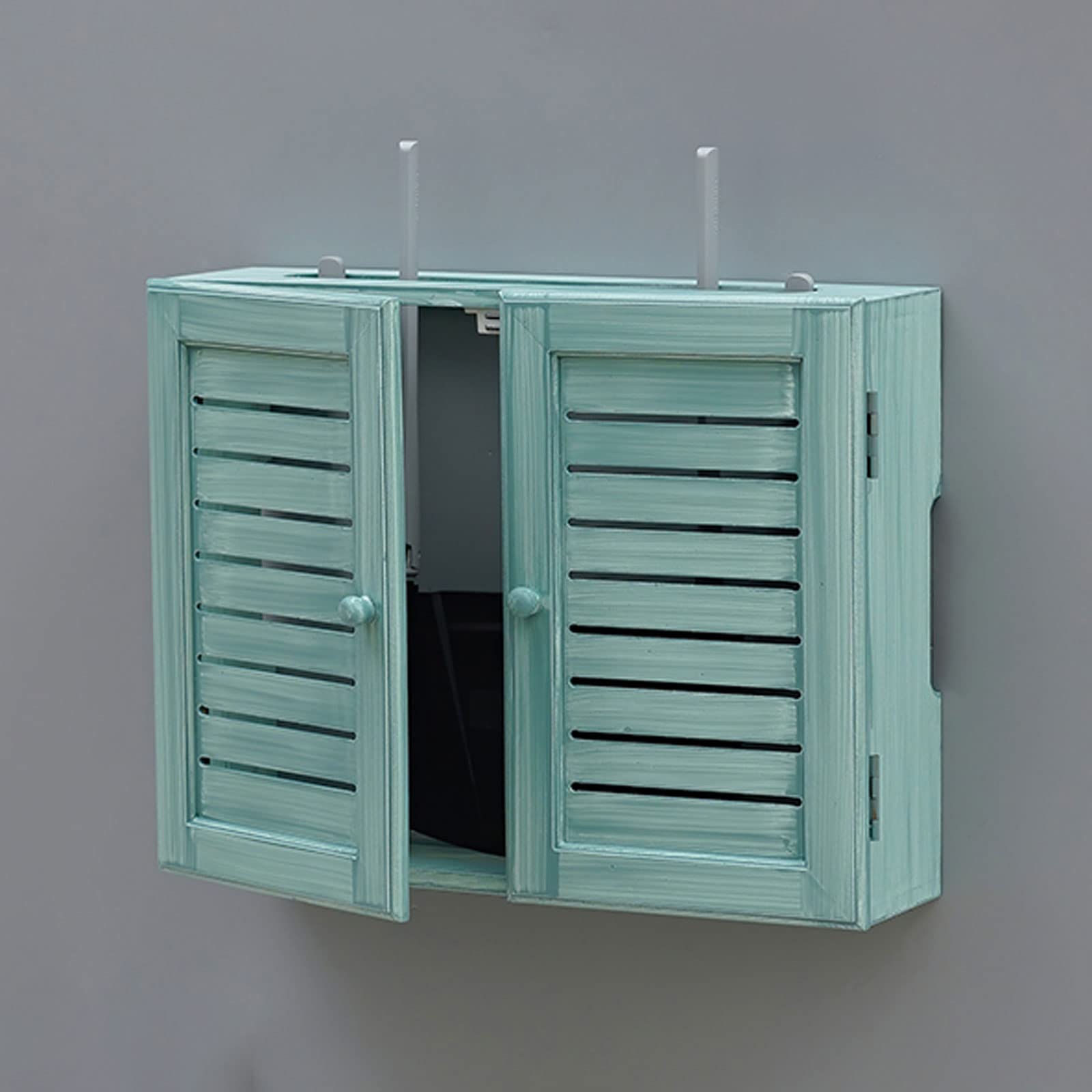 Boîte en bois pour routeur WiFi et support de fil de câble mural blanc taille M