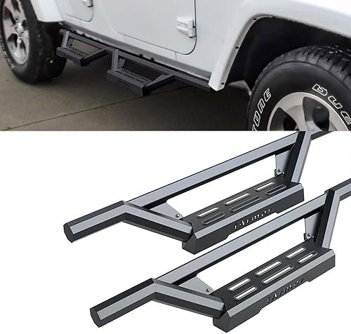 Miniatura 4 de HD Ridez Armadura de escalones de acero inoxidable compatible con Jeep Wrangler JK 2007-2018 de 4 puertas (los estribos laterales de fábrica o
