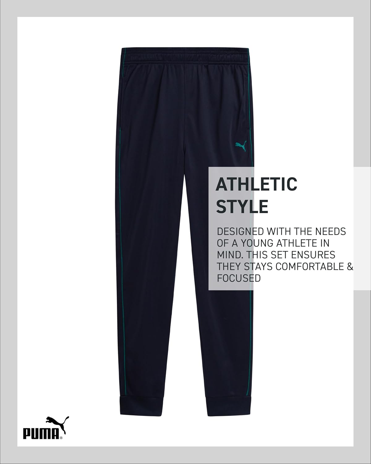 PUMA Boys Pants Set - 3 Piece Athletic T-Shirt, Zip Up Jacket, Jogger Pants - Boys Activewear Tricot Jogset (8-16) - Image 6