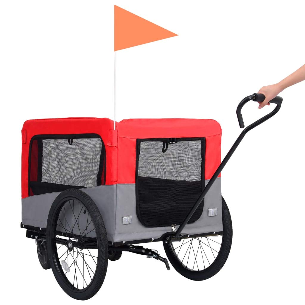 vidaXL 2-in-1 Fahrradanhänger Hunde Buggy Hundefahrradanhänger Hundetransporter