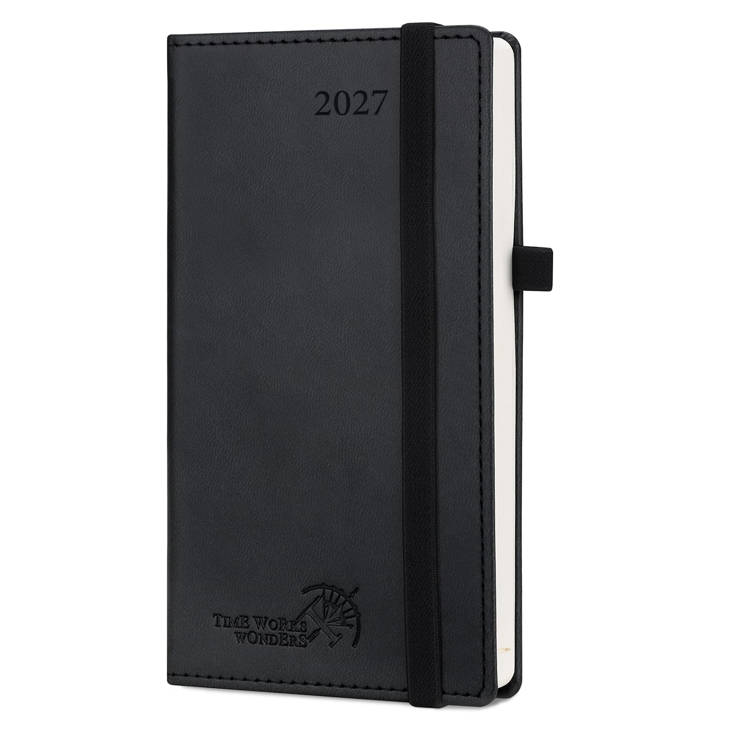 POPRUN Slim 2027 Pocket Diary Week To View (16.3x8.8cm) PU Leather hardback โ image 1