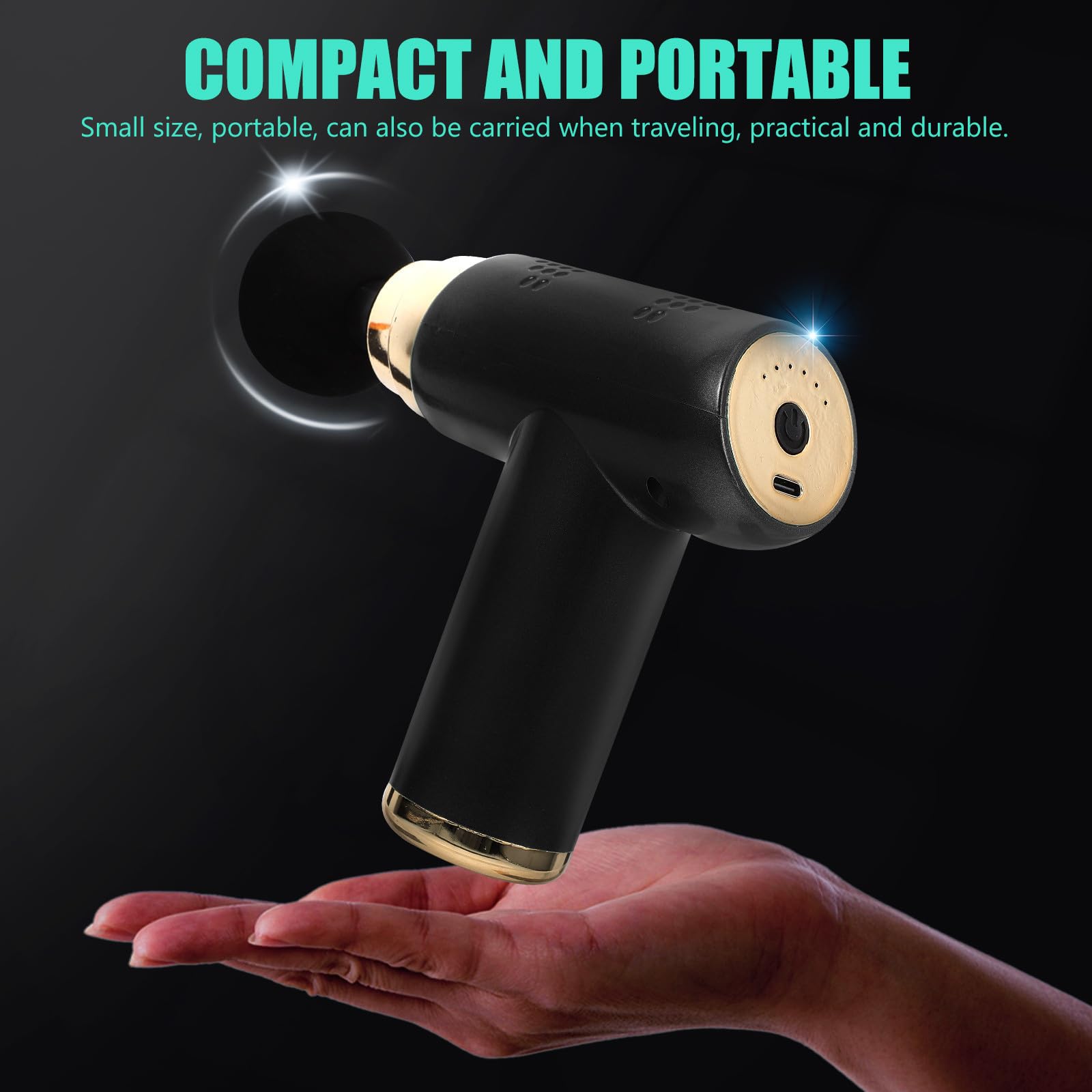 HOMSFOU Masajeador Corporal Eléctrico Mini 4 Cabezales y 6 Velocidades para Relajación Muscular y Alivio, Batería 1200mah Adecuado para Después del Ejercicio