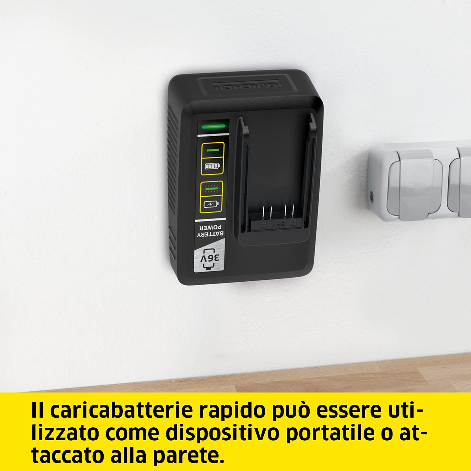 Kärcher Starter kit 36/25 36 V, batteria agli ioni di litio da 36 V/2.5 Ah con caricabatterie, tempo di ricarica: 100% in meno di 1,5 ore, per tutti i dispositivi della piattaforma 36 V Battery Power