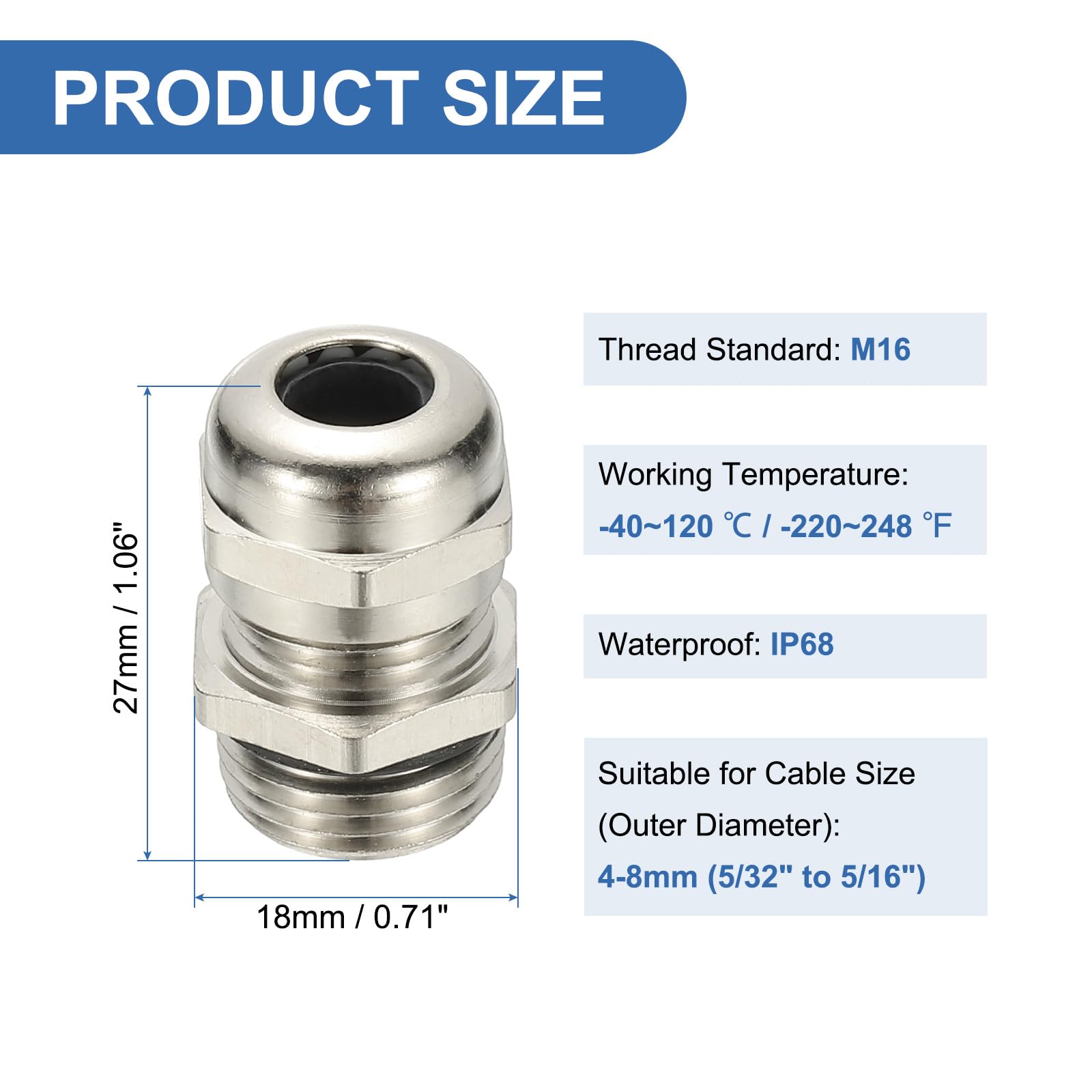 PATIKIL Waterproof Electrical Cable Glands - Image 2