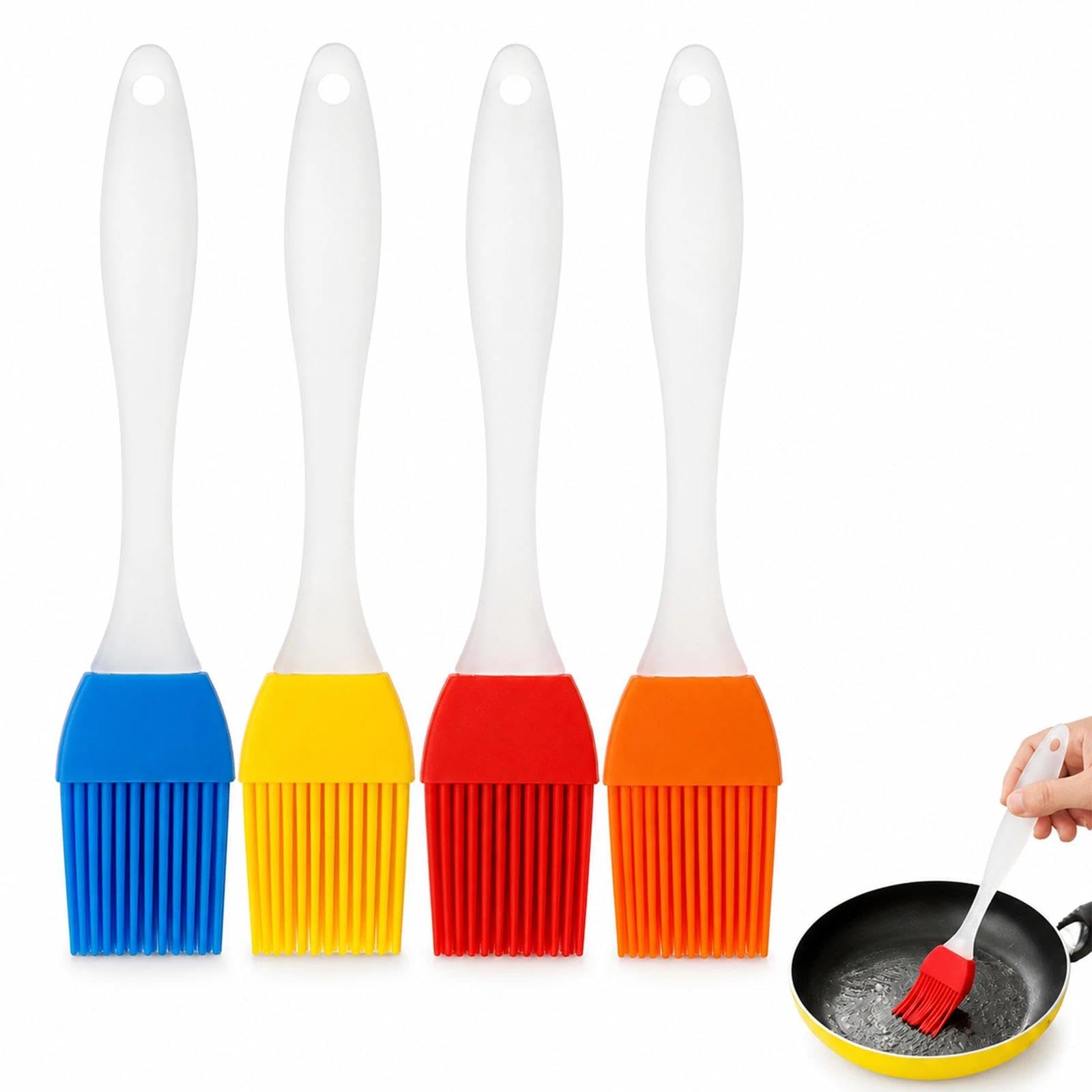 Confezione da 4 pennelli in silicone per pasticceria e barbecue, resistenti al calore, antiaderenti, lavabili in lavastoviglie, gadget da cucina per grigliare e cuocere