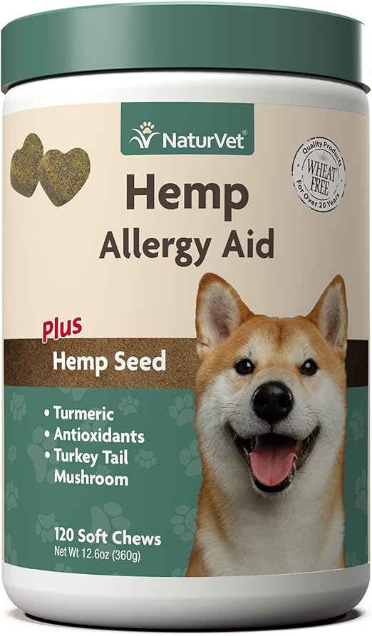 NaturVet Allergy Aid Hemp Soft Chew 120 Count (Jar) for Dogs Amazon
