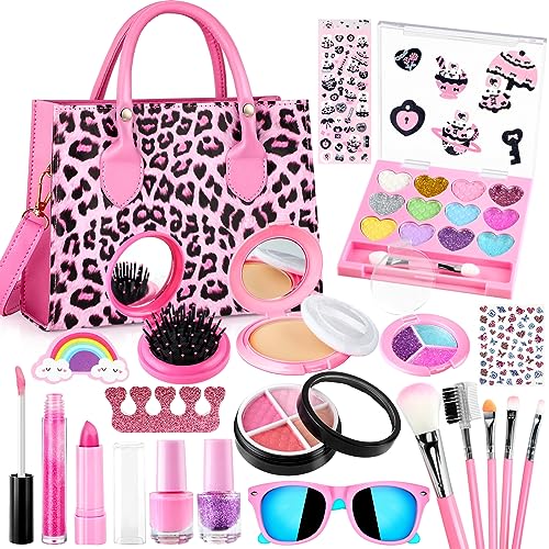 GIFTINBOX Kids Makeup Kit for Girl Toys, Washable Girls Makeup Kit for Kids with Bag, Makeup Sets for Girls Toddler Princess Toys Birthday for Girls Age 3 4 5 6 7 8 9 10 11 12 Year Old