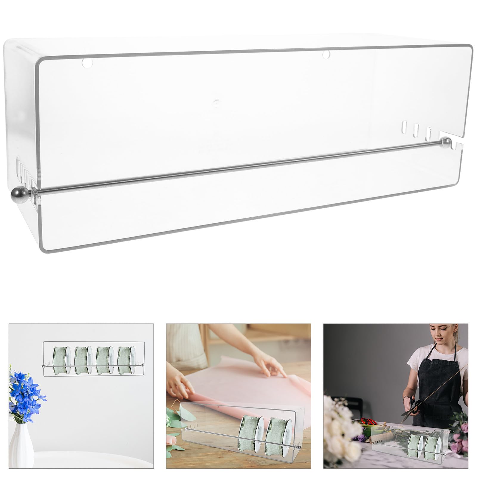 DOITOOL Ribbon Storage Holder Box, Organizer di Nastri Artigianali in Plastico, per Confezionamento Fiori, Display in Negozio e Fioreria, Tema Natale