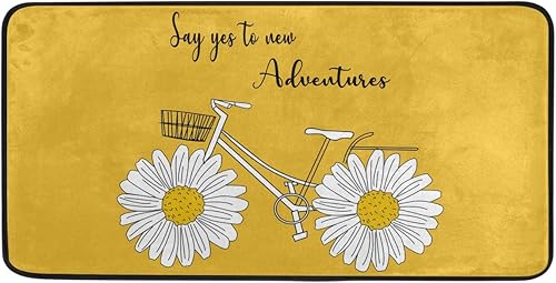 susiyo Tapete de cocina con diseño de girasoles y margaritas, tapete de cocina, antifatiga, cómodo, antideslizante, resistente a las manchas de