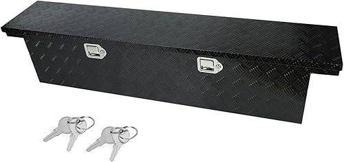 Caja de herramientas de aluminio resistente con rayas plateadas de 63", caja de herramientas para cama de camioneta pickup, caravana RV, remolque,