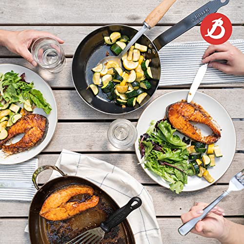 De Buyer La Lyonnaise Blue Carbon Steel Fry Pan - 12” - Ideal For Browning, Simmering, Searing & Reheating - Naturally Nonstick - Made In France #TOP5