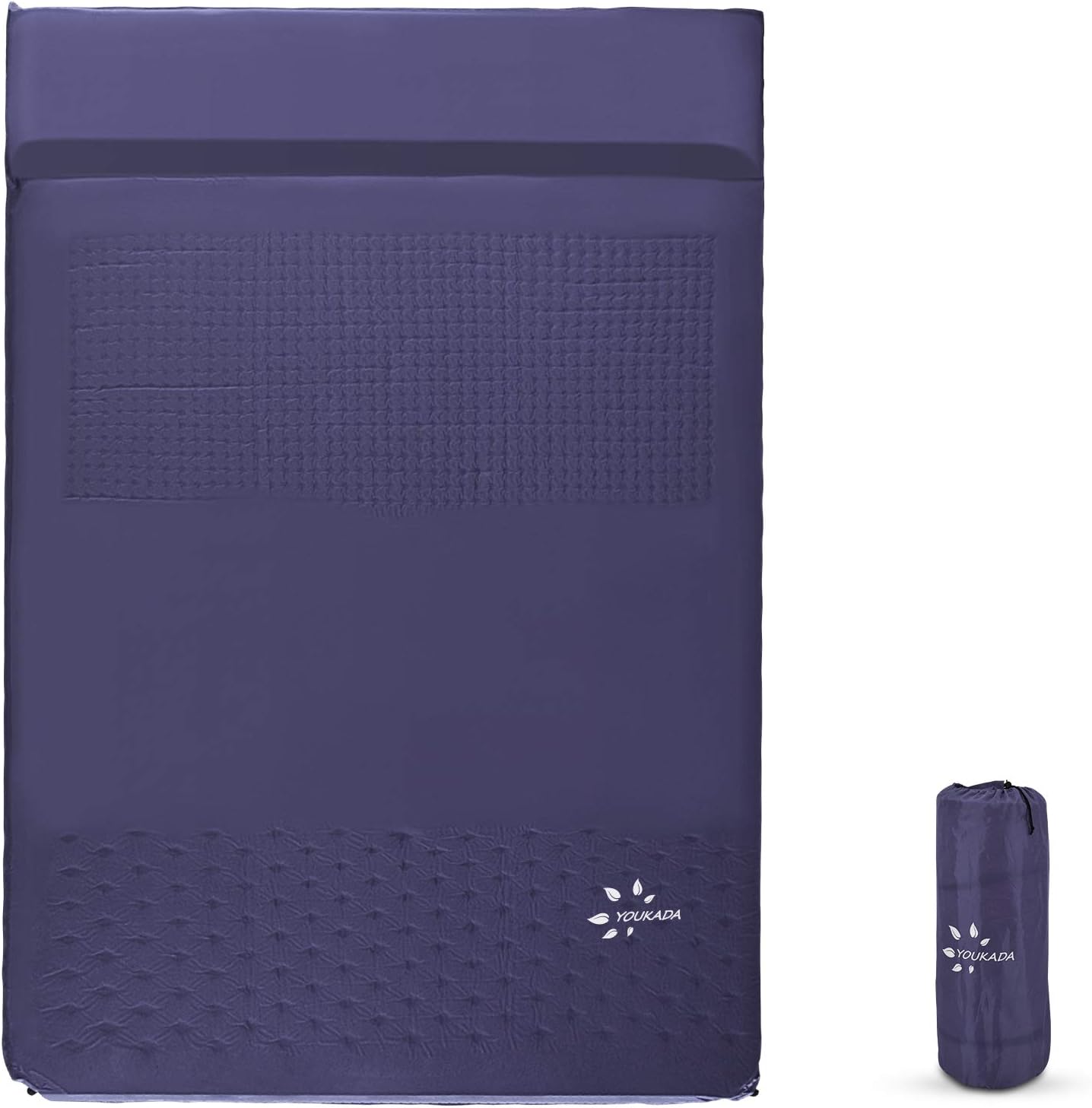 YOUKADA Sleeping-Pad Foam Self-Inflating Camping-Mat for Backpacking Double Self Inflating Sleeping Pad Camping Mattress Camping Pad 2 Person with Pillow for Camping Hiking