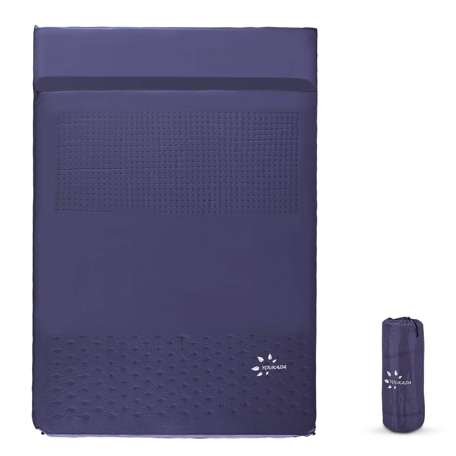 YOUKADA Sleeping-Pad Foam Self-Inflating Camping-Mat for Backpacking Double Self Inflating Sleeping Pad Camping Mattress Camping Pad 2 Person with Pillow for Camping Hiking