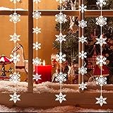【Copos de nieve】: Los copos de nieve están hechos de papel perlado y se enhebraron con hilo blanco, cada copo de nieve de 4.7 pulgadas, cada guirnalda tiene 6 copos de nieve y 3 estilos diferentes.