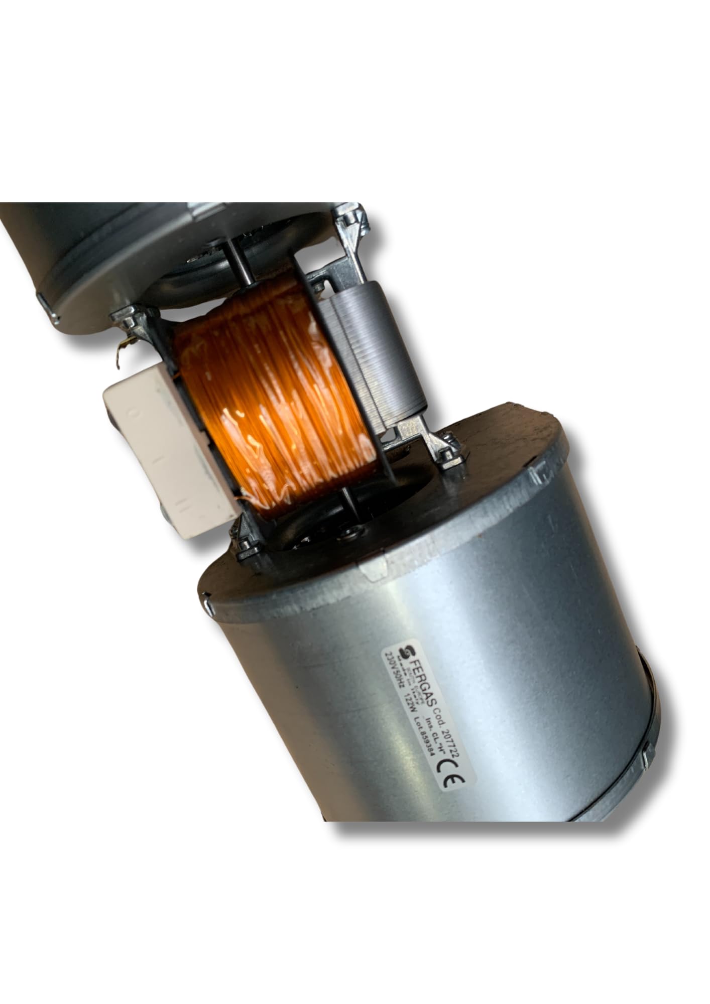Ventilatore centrifugo EMMEVI - FERGAS CFD-DA 80X83-35 cod. 207722 doppia aspirazione lunghezza totale 310 mm, dimensioni bocchetta 2 x 108x50 mm, per stufe a pellet