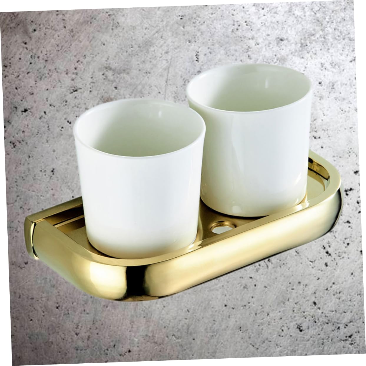 Cabilock Zahnbürstenbecherhalter Gold Messing in Wandmontierter aus Doppelbecherhalter mit Platzsparendem Design Glänzend Modisch für Badezimmer und Küche und Waschräume