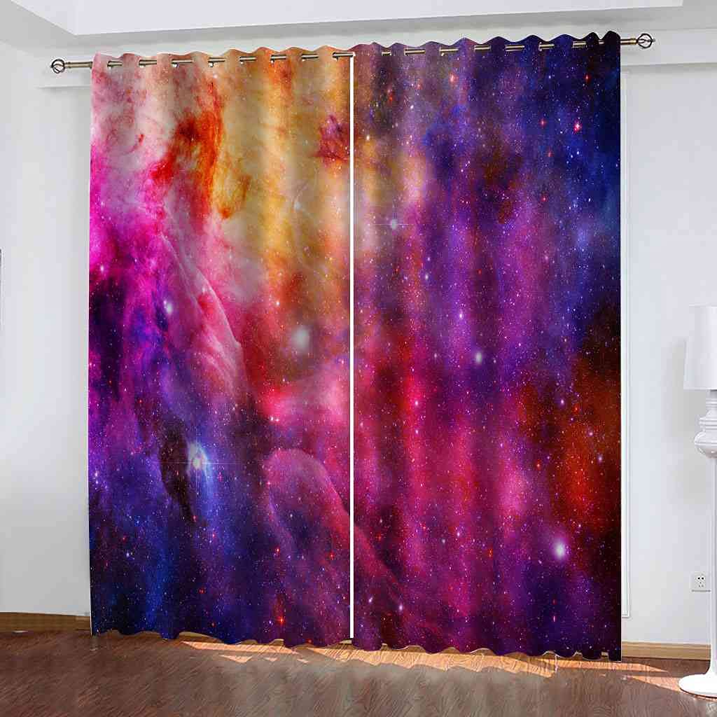 Rideaux occultants pour chambre enfant motif ciel étoilé 3D