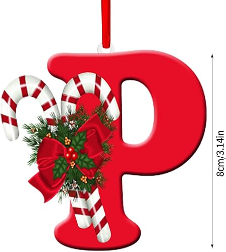 Miniatura 2 de Adornos de Navidad rojos pequeños de bastón de caramelo con 26 letras personalizadas, monograma, letra inicial, Z, adornos de árbol de Navidad de