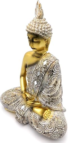 Miniatura 3 de Estatua de Buda para decoración del hogar, mosaico moderno de 10 pulgadas de alto, estatuas y figuras de Buda zen para oficina, sala de meditación,