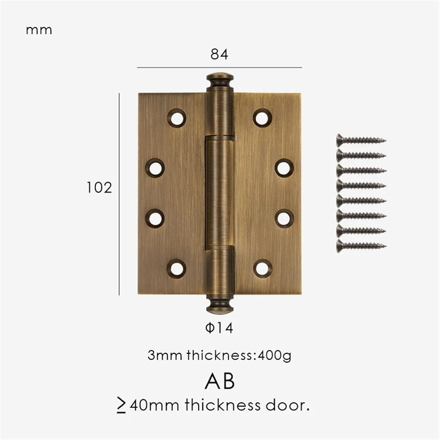 Solid Brass Thick and Sturdy Door Gate Hinges Matte Brass Antique Brass Single 1Pcs(H402-AB)